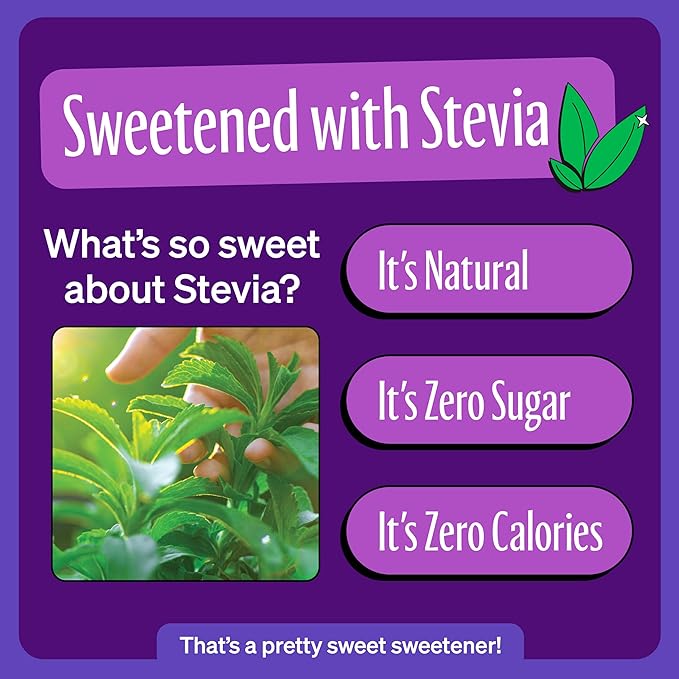 Zevia Zero Sugar Soda, Grape, 12 oz Cans (24-Pack) – Naturally Sweetened, Zero Calorie Sugar Free Soda - Non-GMO Project Verified, Gluten-Free, Vegan