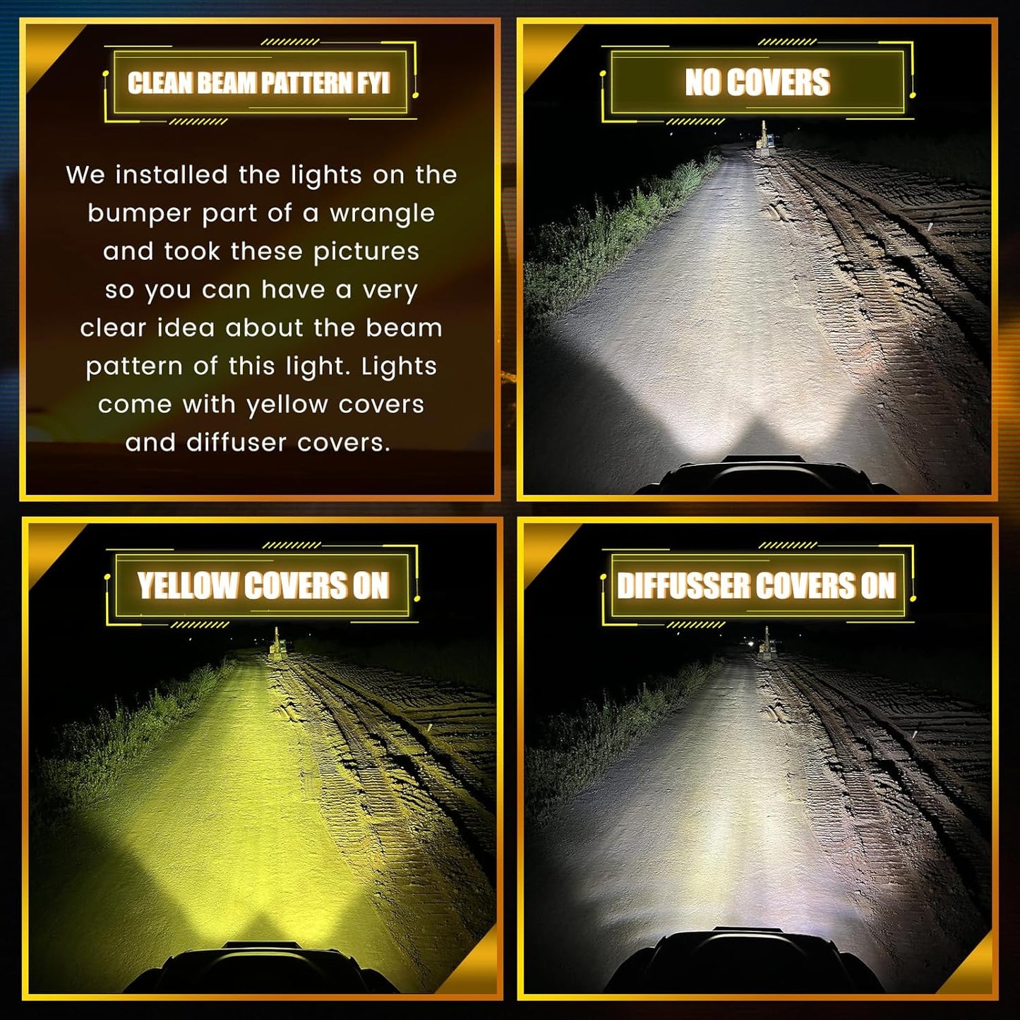 EXZEIT 160W 5 Inch Driving Lights,11200 Lumens Round Fog Lights Offroad Lights for Jeep Wrangler Trucks Toyota Pickup SUV ATV, Diffuser Covers and Yellow Covers Changeable, 12V/24V