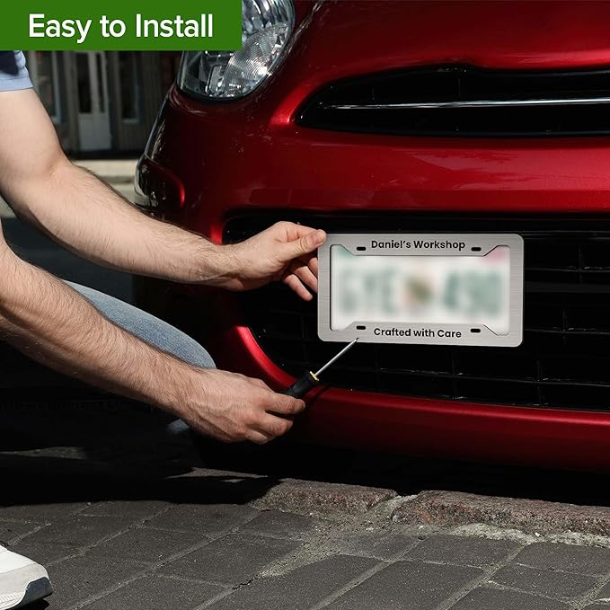 Custom Plate Frame, Personalized Text Plate Holders Metal for Car Tag, 6.5 x 12.5 Inch, Weather Resistant, Made in USA My Sign Center