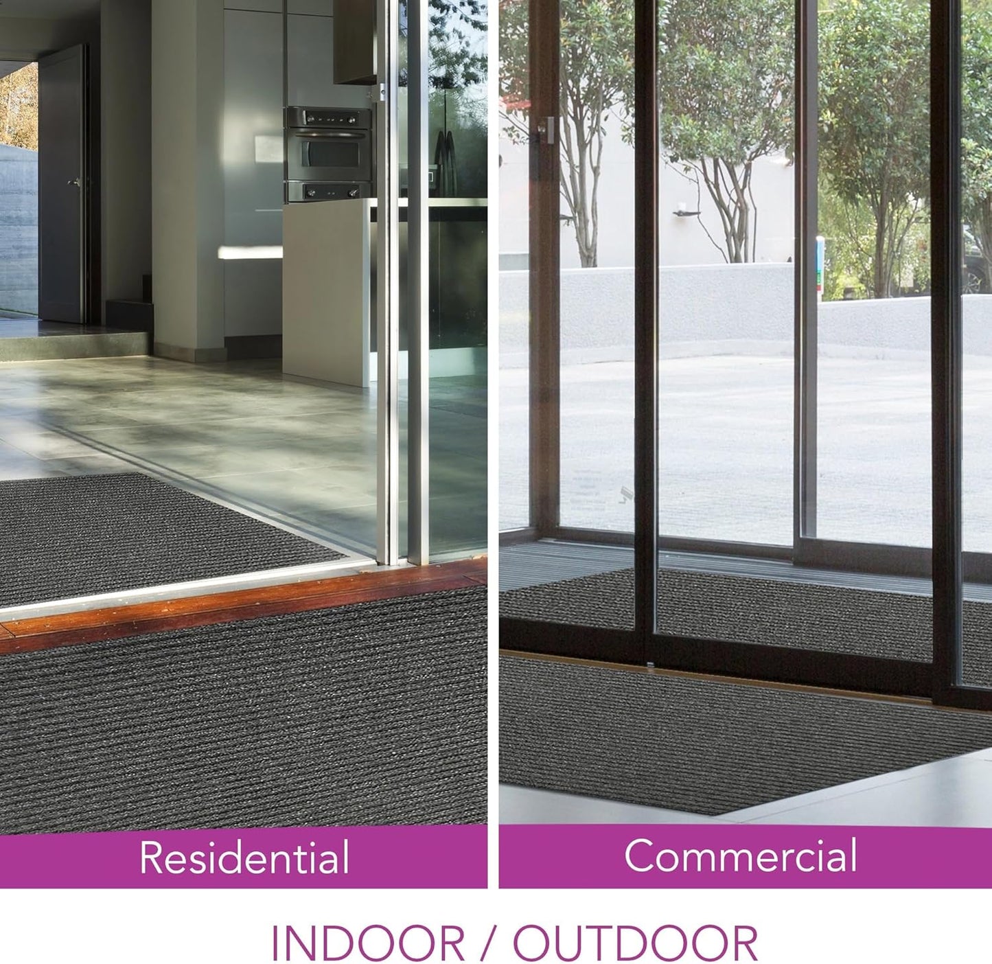 iCustomRug Spartan Weather Warrior Duty Indoor/Outdoor Utility Ribbed in 3ft,4ft,6ft Widths 70 Custom Sizes with Natural Non-Slip Rubber Backing 4'X6' in Charcoal