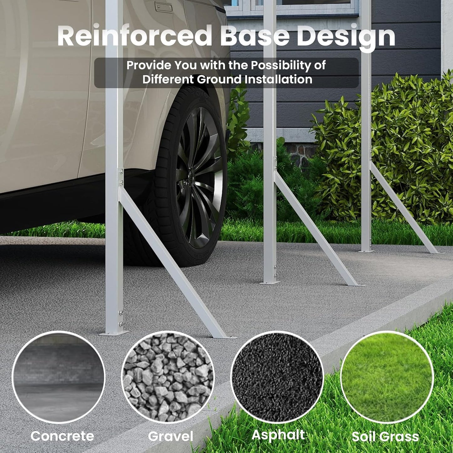 20x20 Carport, Heavy Duty Metal Car Port, All-Weather Protection, Easy Assembly for Cars, Trucks, Boats, Tractors, and Outdoor Storage, Grey