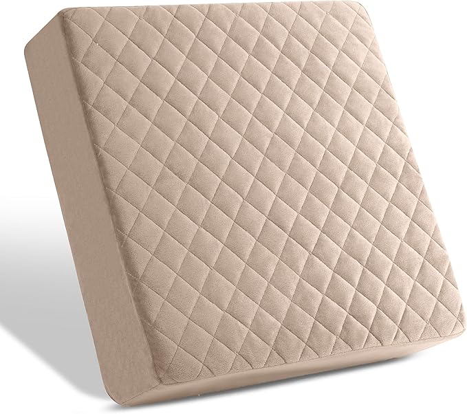 16x16x5 Medium-Soft Memory Foam Seat Cushion for Home, Office, Car, Wheelchair – Plush Comfort & Joint Pain Relief – Washable Velvety Cover with Waterproof Layer & Non-Slip Base – Beige
