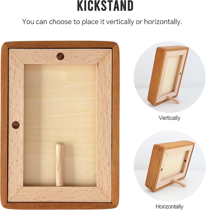 Natural Teak Wood Picture Frame,Picture 3.5x5 with Mat or 4x6 Without Mat,Standing Desk Photo Frame 4 by 6,Plexiglass,Tabletop or Wall Display