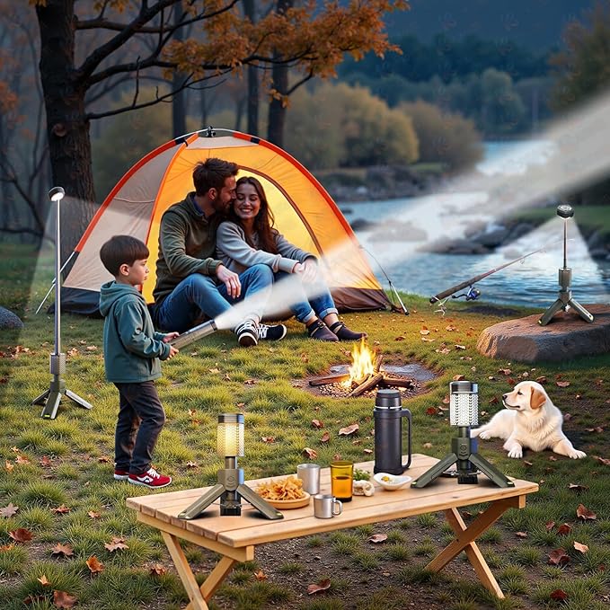 Camping Lantern Rechargeable, Telescoping-Camping-Lights, 10500mAh Capacity Battery Powered, Outdoor-Lantern for Hiking/Adventure/Power Outages, IPX7 Water Resistant(Khaki)