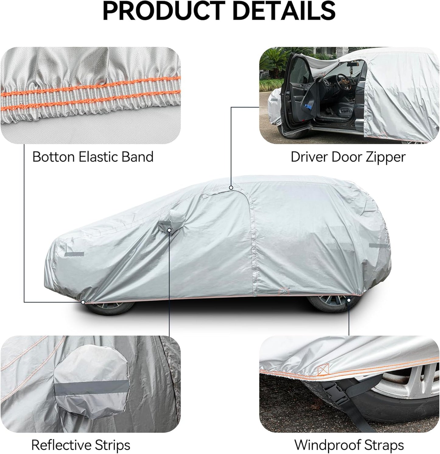 Waterproof SUV Car Cover Fit for Lexus RX350/350H/RX450H/RX500H/RX300/330 2003-2025,Waterproof Full Car Cover for Automobiles All Weather UV Rain Snow Protection with Door Zipper