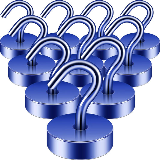 Neosmuk Magnetic Hooks, Cruise Ship Essentials, 40lb+ Heavy Duty Magnetic Hooks for Cruise Cabins, Refrigerator, Grill, Hanging, and Travel | Extra Strong Must-Haves Magnet Hook,Navyblue,Pack of 10