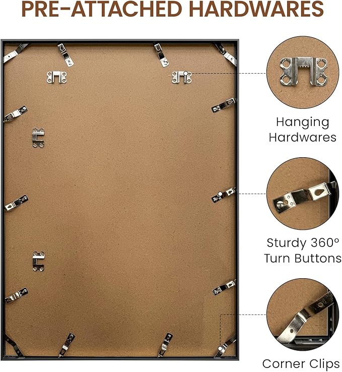 Heimlove 17x23 Metal Picture Frame,Black Aluminum Wall Gallery Poster Puzzles Artwork frames-Real Tempered Glass,Mounting Horizontally or Vertically Decor for Wall-1Pack