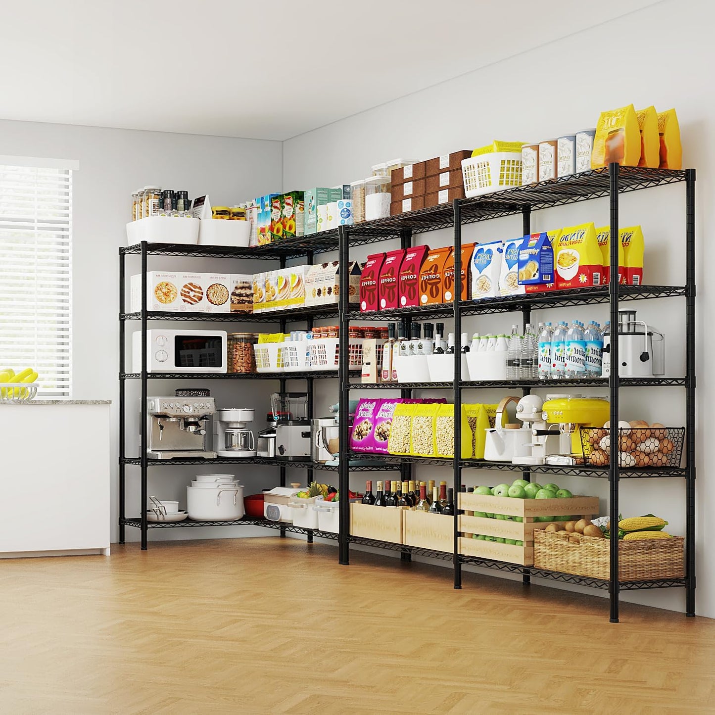 VINGLI 70" W Storage Shelves 1600LBS Heavy Duty Metal Shelving, Upgraded 5 Tier Garage Shelving Unit, Adjustable Wire Shelf for Storage Rack Commercial Pantry Shelf Organizer, 69.8"W × 15.8"D × 71"H