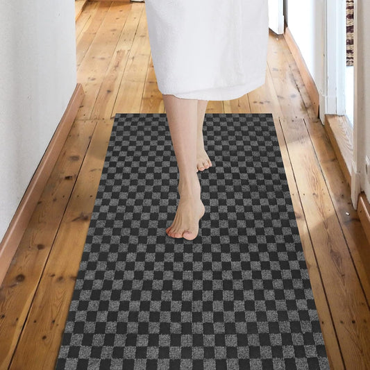 Custom Size Backed Non-Slip Area Rugs Runner, Easy Clean, Waterproof Runner Rugs for Hallway Entryway, Kitchen, Laundry, 3FT x 36FT, Gray Checkered