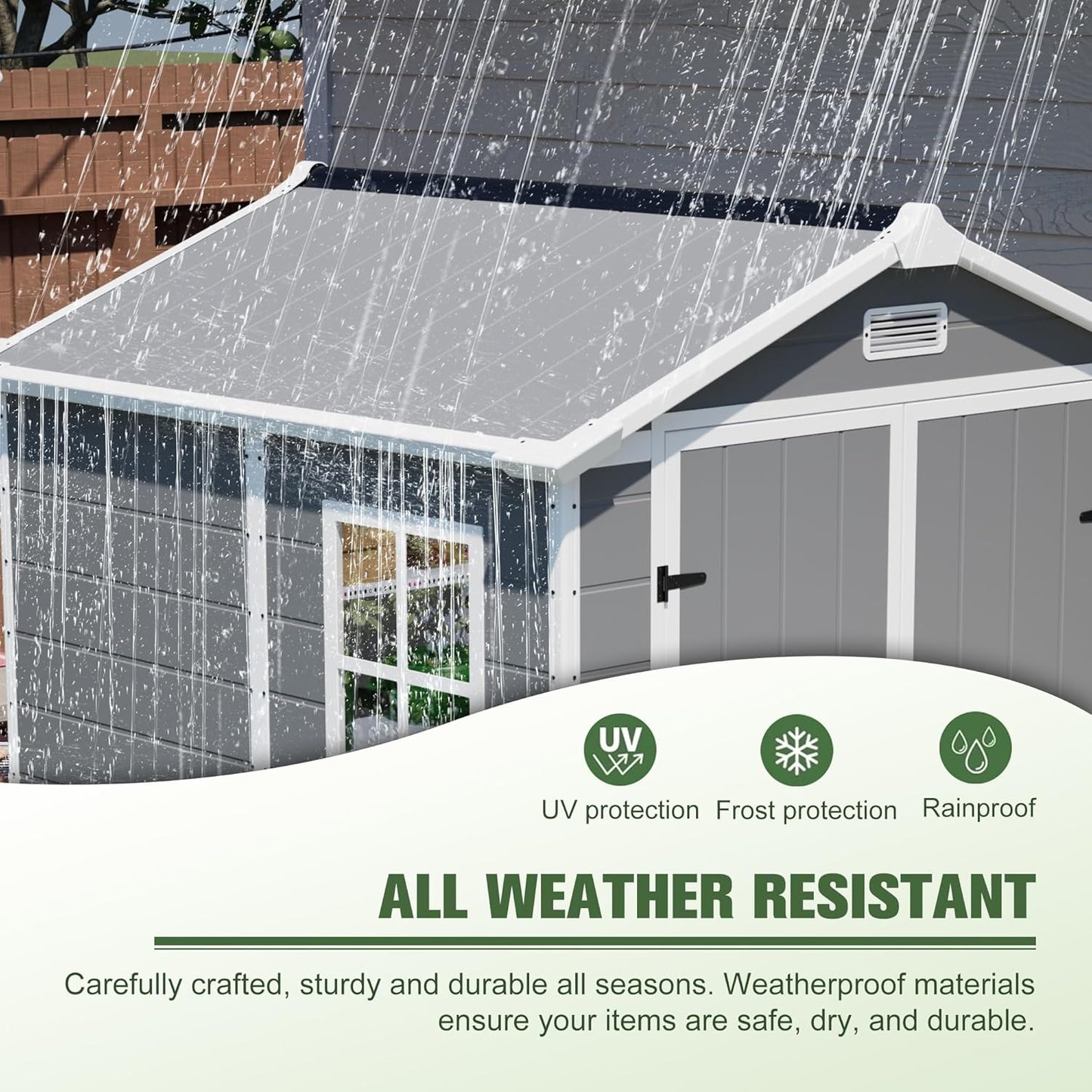 6x6 Resin Outdoor Storage Shed Kit-Perfect to Store Patio Furniture, Garden Tools Bike Accessories, Beach Chairs and Lawn Mower, Grey & White