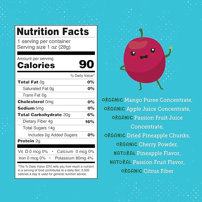 YOU LOVE FRUIT - PASSION FRUIT POWER PALS All Natural Fruit Snacks, Healthy Snack Pack, Real Fruit! Gluten Free, Non GMO, Vegan, Low Carb, Low Fat, Kosher, Variety Pack, Great For Adding To Gift Box, 1.0 oz (Pack of 12)