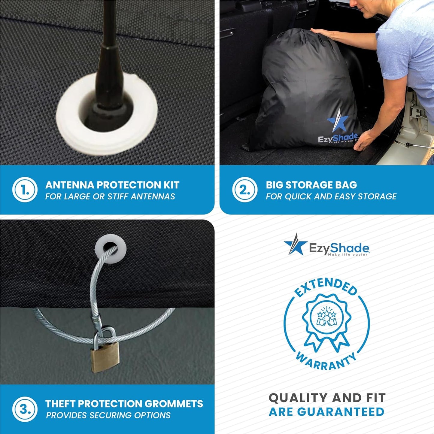 EzyShade 10-Layer SUV Car Cover Waterproof All Weather. See Vehicle Size-Chart for Accurate Fit. Outdoor Full Exterior Covers for Automobiles Heavy Duty Jeep Rav4 CRV. Black, Size S6 (See SizeChart)