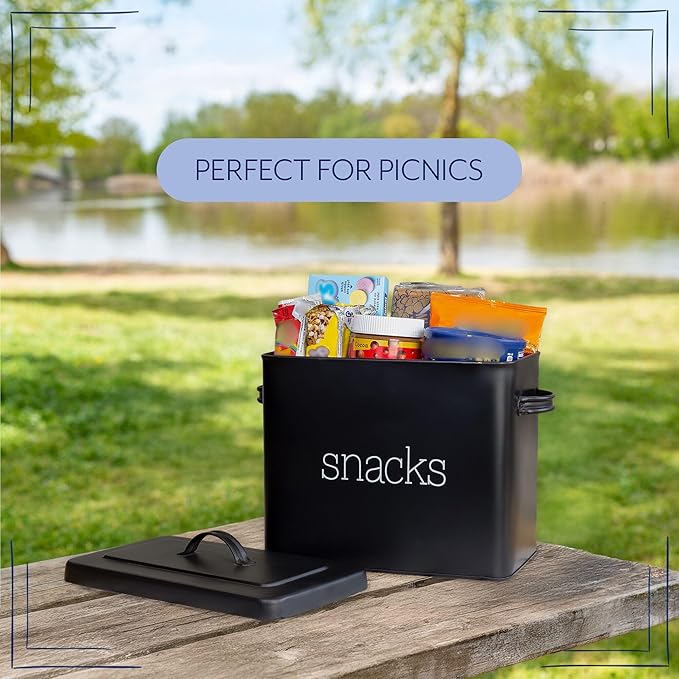 AuldHome Design Black Enamel Snack Bin; Modern Farmhouse Style Snack Container, Ideal for Single Serving Snacks