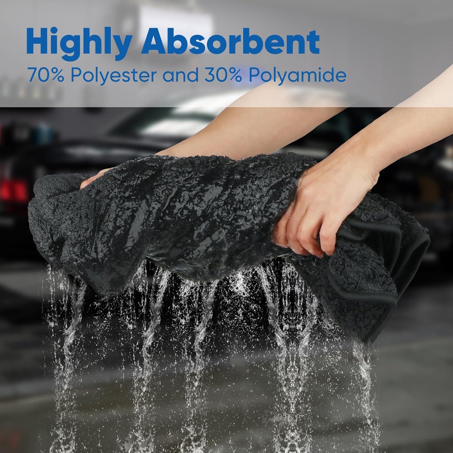 HOMEXCEL Car Drying Towel (24"x 16"), 1200GSM Ultra Absorbent Car Cleaning Cloth, Streak-Free Microfiber Drying Towel, Great for Cars, Trucks, SUVs, RVs, Motorcycles, 2 Packs