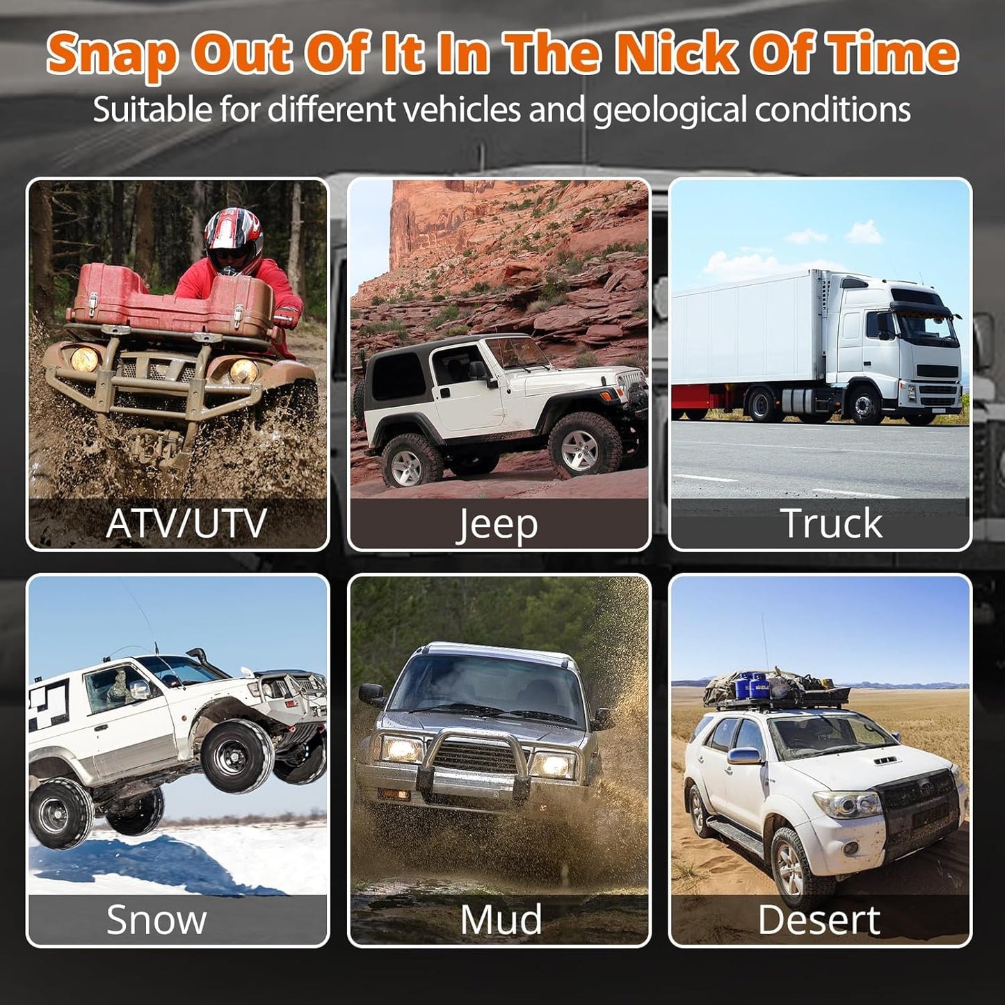 Kinetic Recovery Tow Rope 1-1/8" x20ft Offroad Snatch Strap 48000lbs Heavy Duty Towing Straps Kit for Trucks SUV UTV ATV Tractor Car Jeep - Solid ArmyGreen