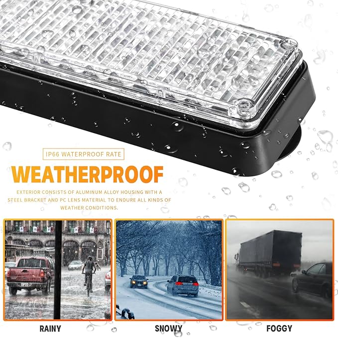 BooYu 2-Pcs Battery Operated LED Emergency Strobe Lights Bar w/Magnetic Base Rechargeable Portable Roadside Roof Top Mini Plow Flash Beacon Warning Light for Truck/Vehicle (Amber/White)