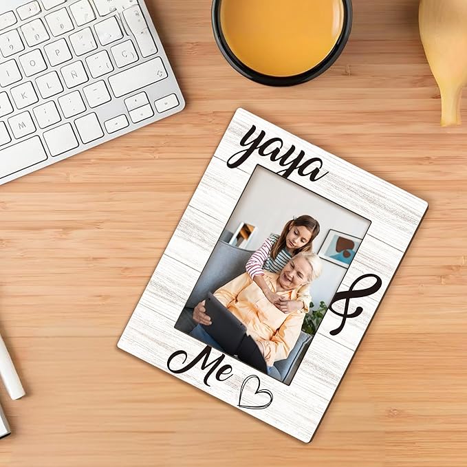 Yaya Gifts Picture Frame 5x7, Grandma Photo Frame, Christmas Mothers Day Birthday Gifts for Yayas from Grandkids Grandchildren, Yaya and Me Wooden Picture Photo Frames for Desk Home Room Decor