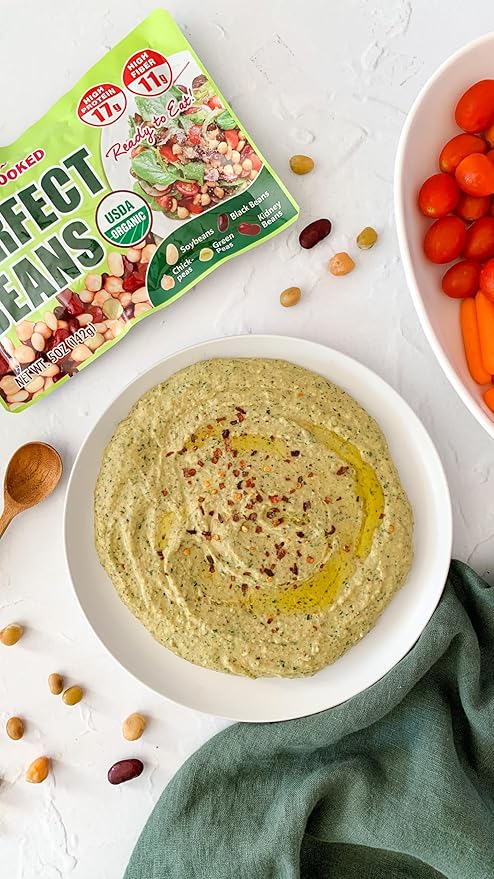 【Eat More Beans】Organic Fully Cooked Perfect Beans - Economy Pack, USDA Vegan Vegetarian Healthy Food- Variety of Organic Edamame, Chickpea, Black Beans, Green Peas, Kidney Beans (12 Packs, 5 oz)