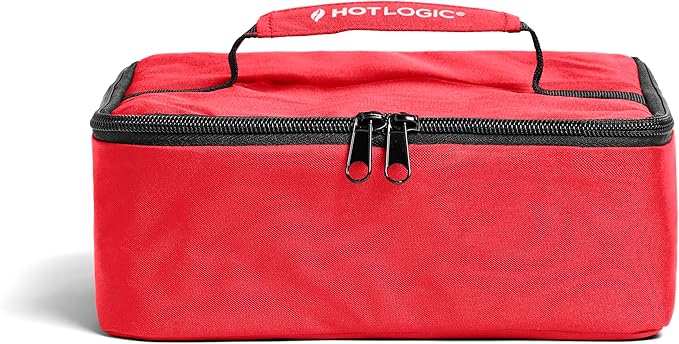 HOTLOGIC Mini Heated Lunch Box - Portable Electric Food Warmer for Men and Women - Great for Work, Office, and Construction - Cook, Reheat, and Eat on the Go - 120V - Red
