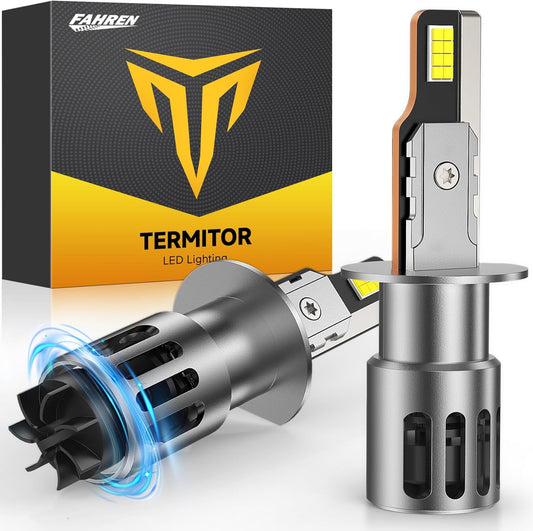 Upgraded H1 Light Bulbs, 900% Brightness with 16 CSP Chips, Real 1:1 Halogen Size, 6500K White, Canbus Ready Fog Light Bulbs, Pack of 2