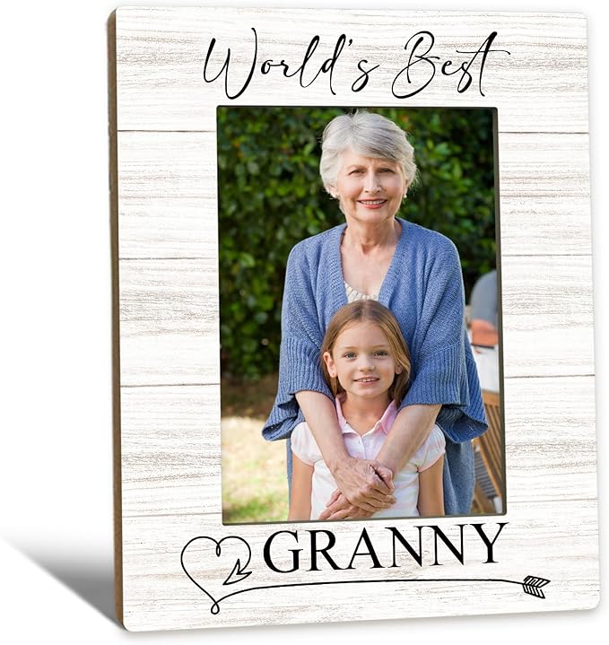 Granny Gifts Picture Frame 5x7, Grandma Photo Frame, Christmas Mothers Day Birthday Gifts for Grannys from Grandkids, World's Best Granny Wooden Picture Photo Frames for Desk Home Room Decor
