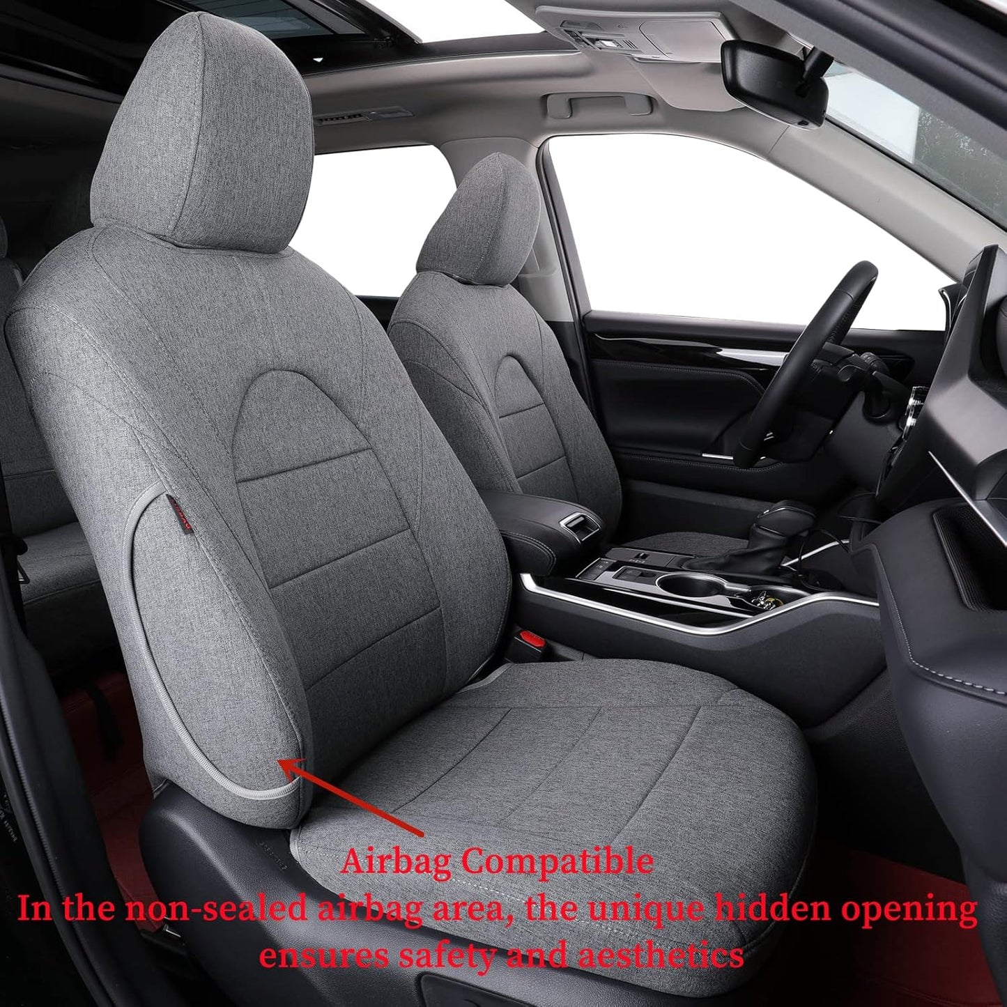 coverdream Camry Seat Covers Custom Fit for 2018-2024 Toyota Camry L LE SE SE Nightshade,Full Coverage Polyester Car Seat Protector (Full Set,Gray)