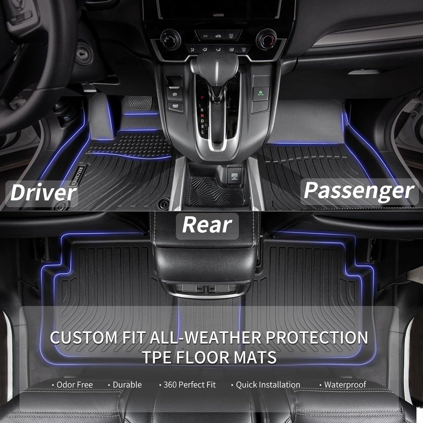 KELCSEECS Floor Mats Custom for Q7/SQ7 2025 2024-2020 & Q8/SQ8 2025 2024-2019 Car Mats TPE All Weather Floor Liners Custom for Q7 and Q8 Front & 2nd Rear Row Accessories