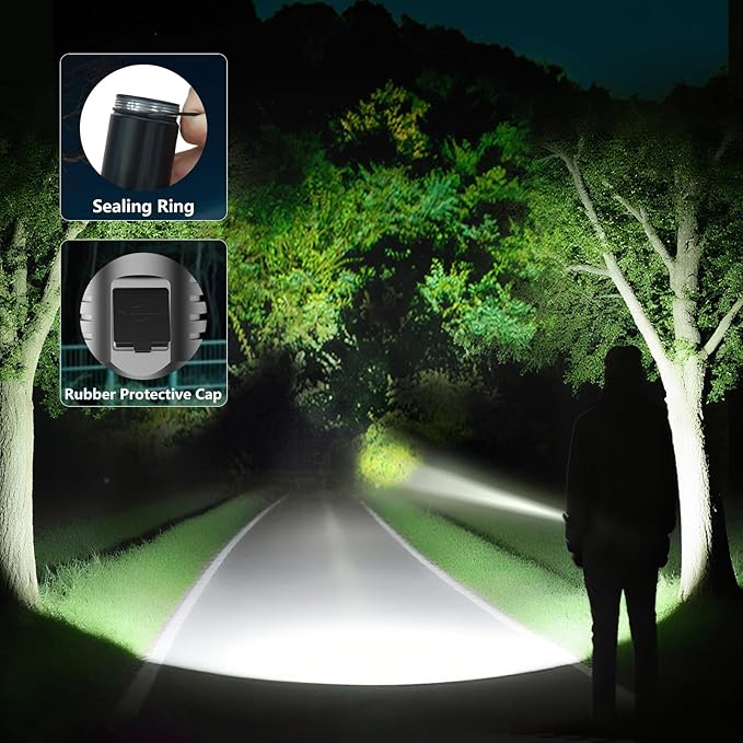 SKYFIRE LED Flashlight High Lumens,5000mAh Super Bright Rechargeable Flashlight,Zoomable,Four Modes,Waterproof Flash Light for Camping Essentials,Outdoor and Home Emergencies-Green