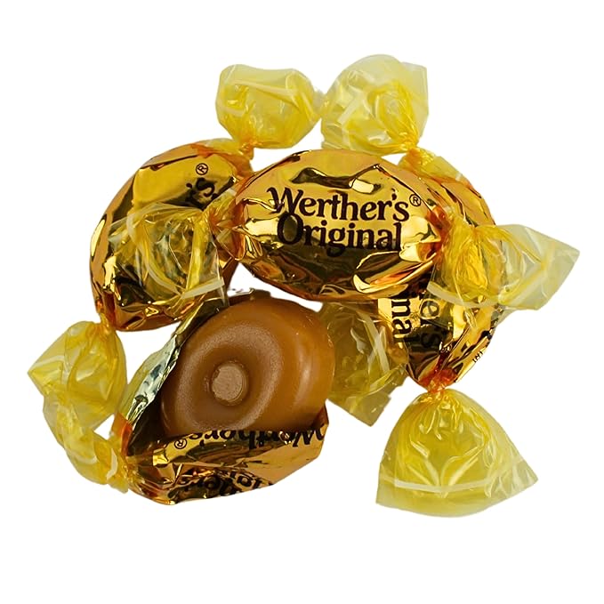 Traditional Butter Caramel Hard Candy Bulk - Werther Original Creamy Caramel Hard Candies, by Queen City Candy Cave (1 Pound)