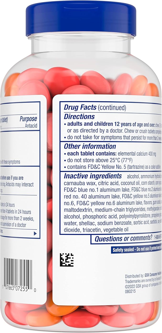 TUMS Chewy Bites Chewable Antacid Tablets for Ultra Strength Heartburn Relief, Great for a Summer BBQ- Mixed Fruit - 200 Count