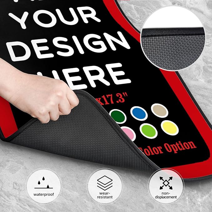 Personalized car mats 4 Pieces Custom Floor mats for Cars SUV Sedan Truck Van add Text and 3D Picture (New Black with Red)