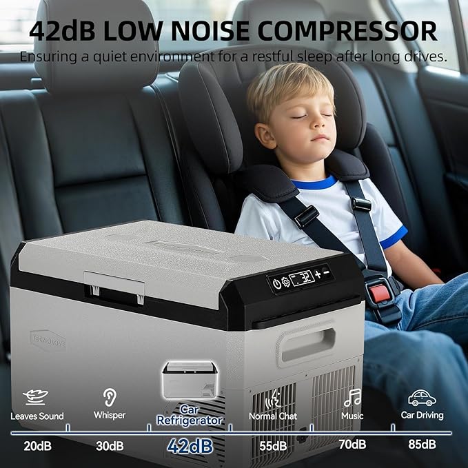 12V Car Refrigerator, 32QT Portable Freezer Compressor Cooler with Reversible Door, 100–240V AC / 12V / 24V DC Powered, for Truck Van RV Camper SUV Travel Camping Road Trips Tailgating,-4℉-50℉