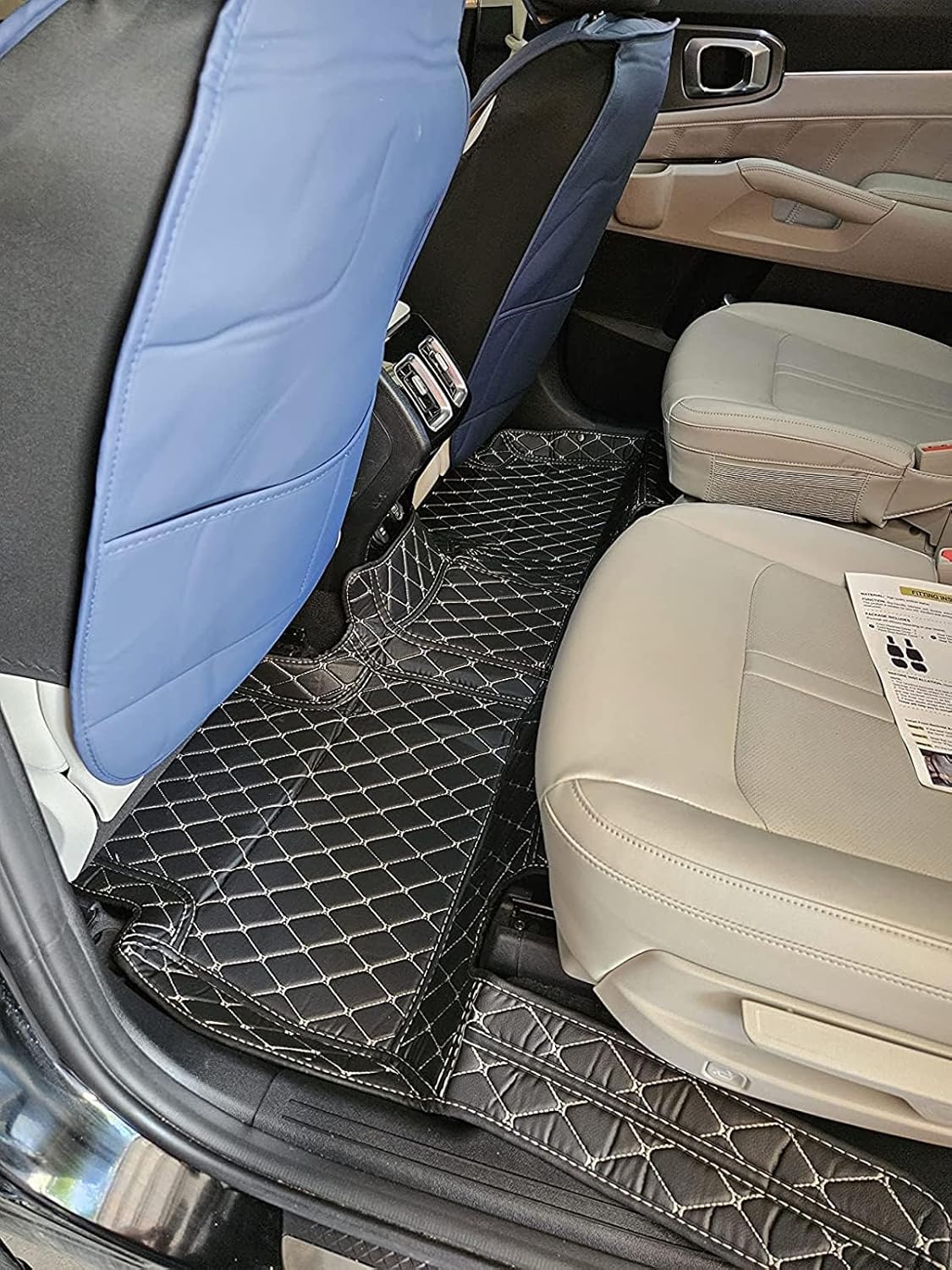 Custom Car Floor Mat Compatible with BMW Mercedes-Benz Toyota Cadillac Lexus Honda Infiniti Nissan Hyundai Kia Audi All Models Cars Sedans SUVs Automotive Mats (Black Beige)