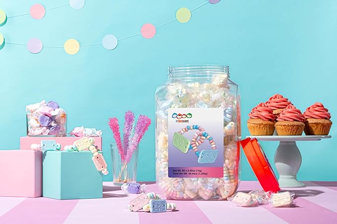 90 Candy Bracelet Watches Individually Wrapped, Taste Nostalgia with our Playful and Delicious Candy Jewelry, Perfect for Party Favors, Goody Bags and Birthdays, by 4YoreElves, Pack of 90 x 0.42oz
