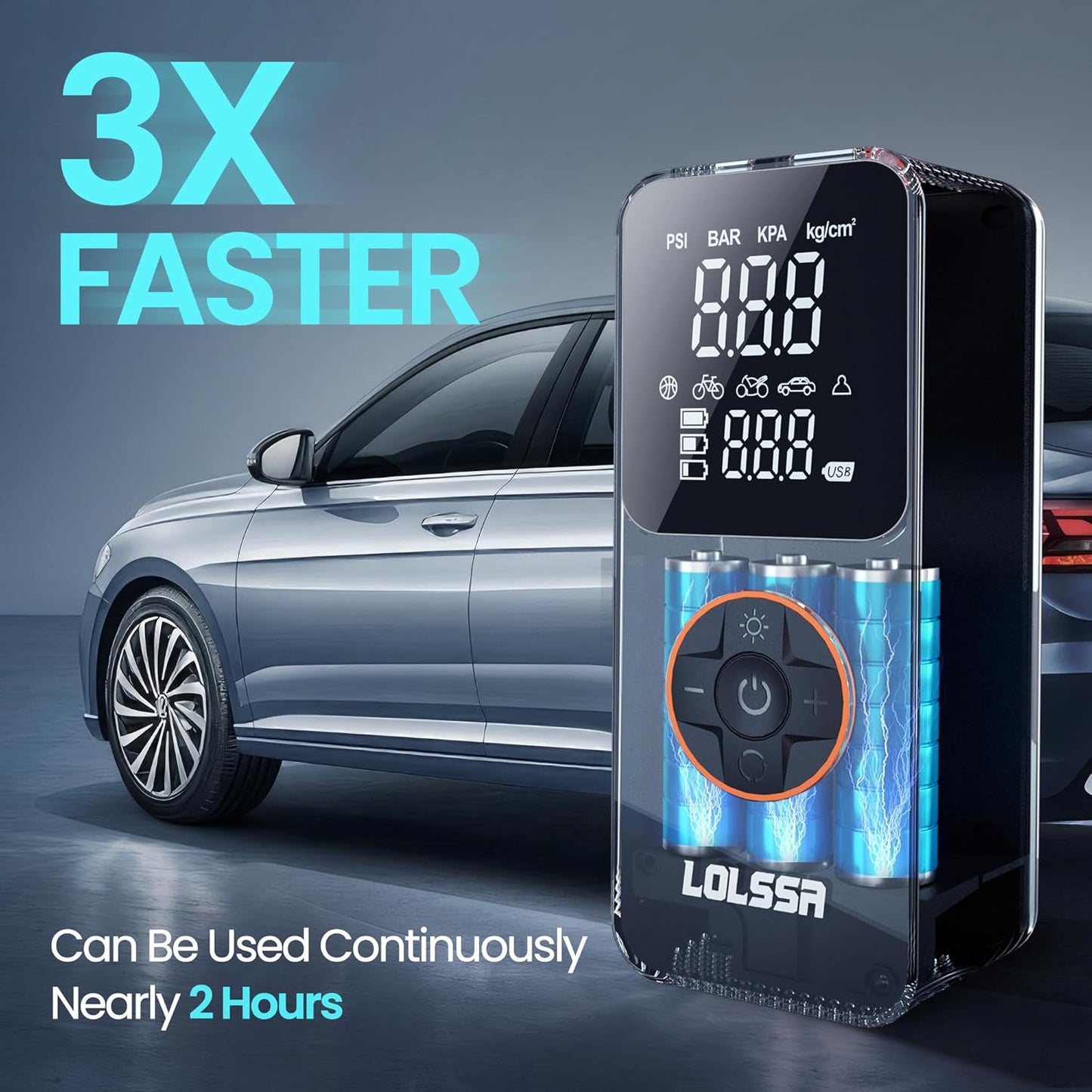 Tire Inflator Portable Air Compressor-Air Pump 20000mAh & 150PSI Cordless Electric for Car, Motorcycle, Bike, Ball, with Tire Gauge Pressure, Dual-Use Type (Orange)