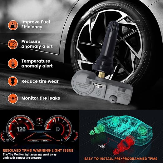 Set of 1 TPMS Tire Pressure Sensor 433MHZ Compatible with Transit Mustang Taurus Conqueror Escape Fuxing F-150 Felix Lincoln Navigator MKT MKX MKZ MS Mark LT OE# BB5Z1A189A