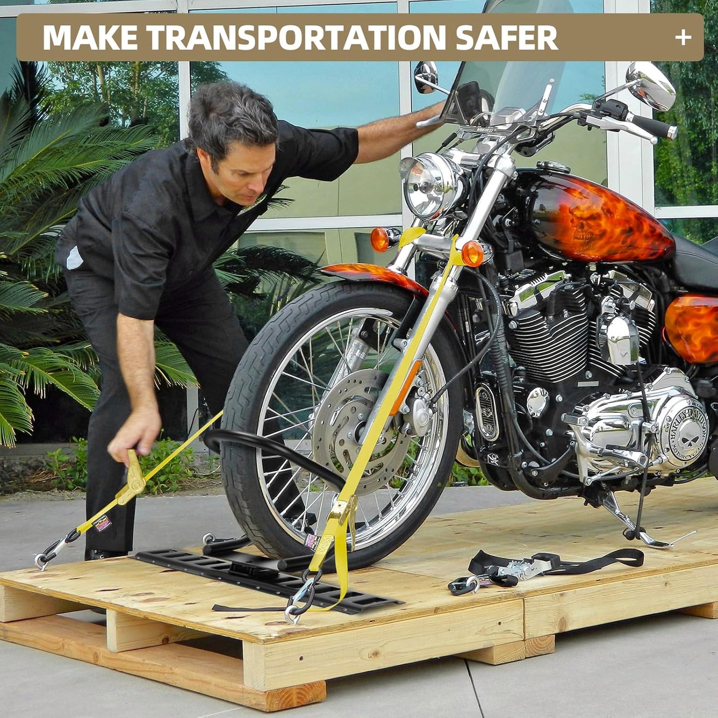 2 Pack E-Track Wheel Chock & Strap Kit|E Track Motorcycle Wheel Chock for Trailers for etrack system|E-Track Accessories for Enclosed Trailer- Supports Tire dirt bike, motorcycle for Garages and Trail