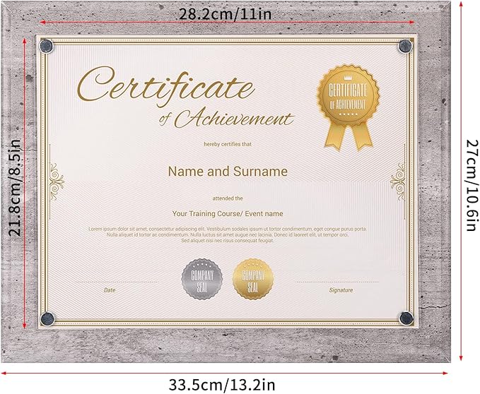 PETAFLOP Grey 8.5 by 11 Picture Frame, Certificate Award Document Plaque Wall Mounted Display, Single