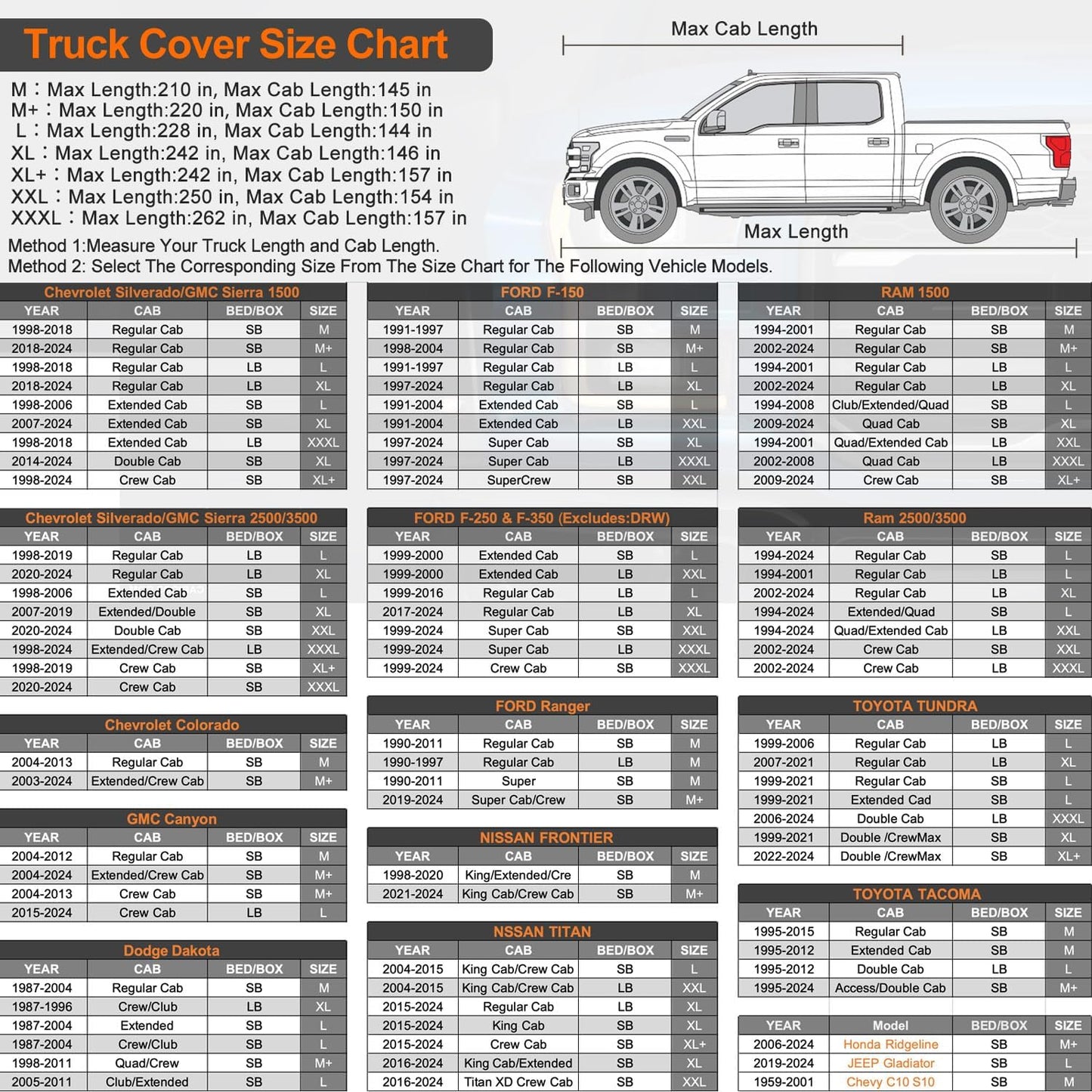 Kayme 7 Layers Truck Cover Waterproof All Weather,Universal Fit Chevy C10 S10, Ford F100, Dodge Dakota,Etc. Heavy Duty Outdoor Pickup Cover Sun Uv Rain Protection, (Length Up to 210 inch) M/Black