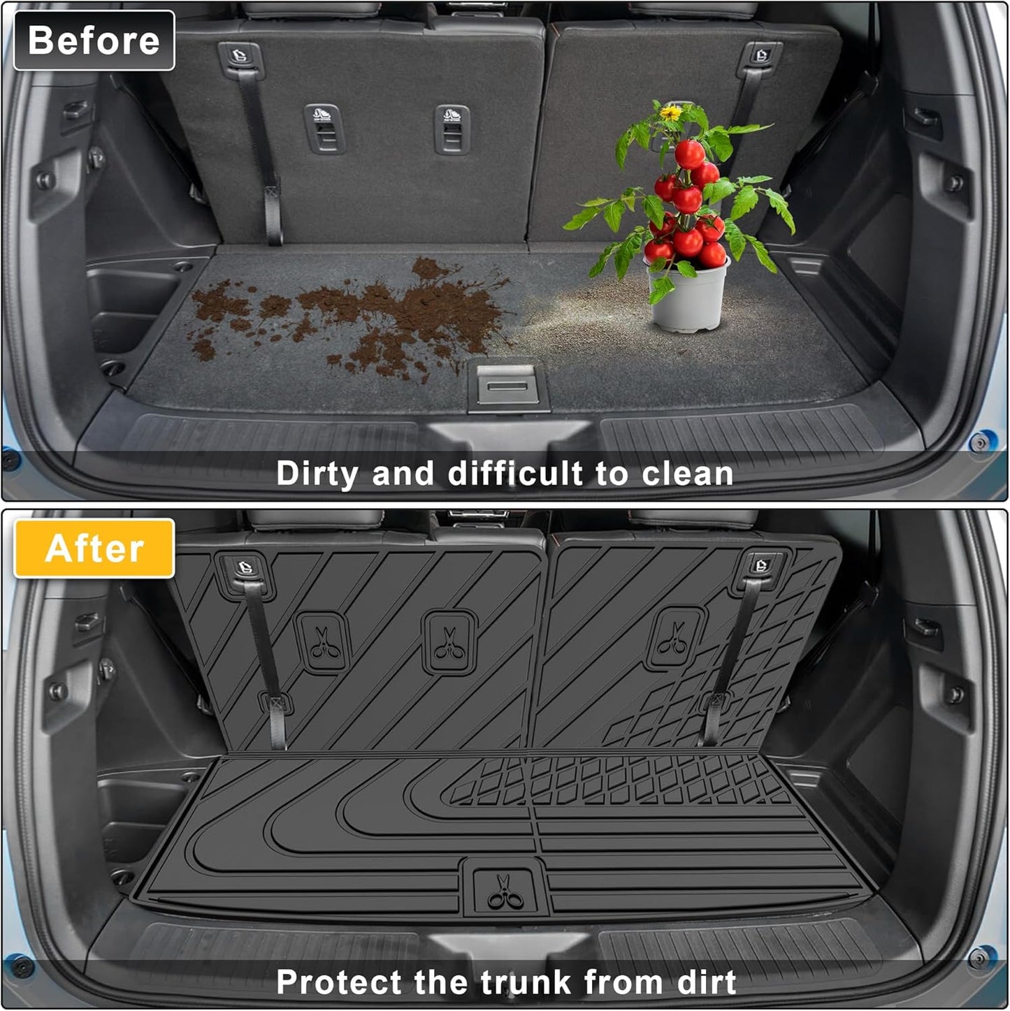 2025 Pilot Floor Mats & Cargo Liner & Backrest Mat Fit for Honda Pilot 2023 2024 2025: All Weather Protection Floor Liner with Back Seat Cover - 1st 2nd 3rd Row Floor Mats Trunk Mat Pilot Accessories