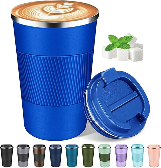 Coffee Travel Mug 12 oz & 17 oz Insulated Coffee Mug with Lid Portable Spill-Proof Coffee Travel Mug No Handle Reusable Stainless Steel Mug Keeps Cold and Hot Suitable for Car, Daily, Travel and Gifts