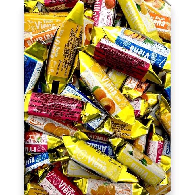 Vienna Fruit Filled Hard Candy-1.5 lbs Delicious and Flavorful Gourmet Peach, Orange, Strawberry, Pineapple, and Lemon Fruit Fillrd Hard Candies-Individually Wrapped for Freshness -Assorted Hard Candy With A Soft Chewy Center Delight(24 oz)
