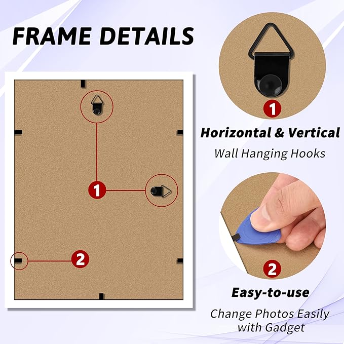 NEXCOVER Diploma Frame White 6 Pack, 8.5 x 11 Certificate Frame with HD Plexiglass, 8.5 by 11 Picture Frames for Documents, Photos, Posters, Artworks, Horizontal and Vertical Wall Display