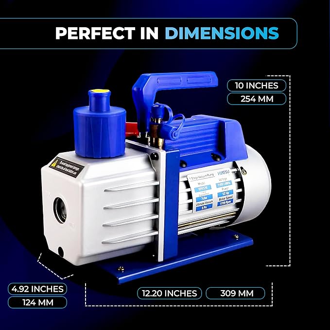 7 CFM Vacuum Pump for AC System - HVAC Vacuum Pump - 1/2 HP Automotive AC Vacuum Pump - 110V/60Hz Air Conditioning Vacuum Pumps Mini Split