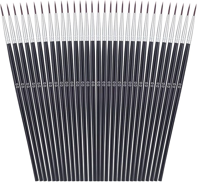 Miniature Detail Paint Brushes, Anezus 30 Pcs Paintbrushes Small Watercolor Artists Paint Brushes for Acrylics Oil Model Craft Nail Detail Painting, Size 00