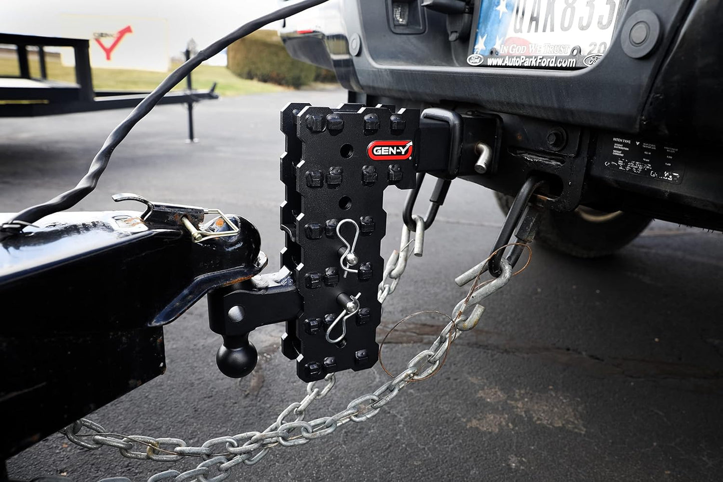 GEN-Y Hitch Solid Shank Adjustable Tow Hitch with Tri-Ball Mount for 2.5" Receiver - 7.5" Drop - 16,000 LB Towing Capacity - 1,600 LB Tongue Weight - Black