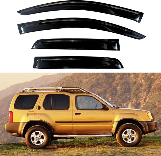 KPY Window Visor Compatible with Nissan Xterra 2000-2004, 4PC Rain Guard Side Window Vent Deflectors Tape-On Style, 2000 2001 2002 2003 2004