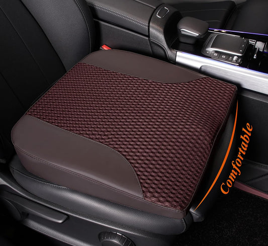 kingphenix Premium Car Seat Cushion, Memory Foam Driver Seat Cushion to Improve Driving View- Coccyx & Lower Back Pain Relief- Seat Cushion for Car, Truck, Office Chair (Brown Mesh Cloth)
