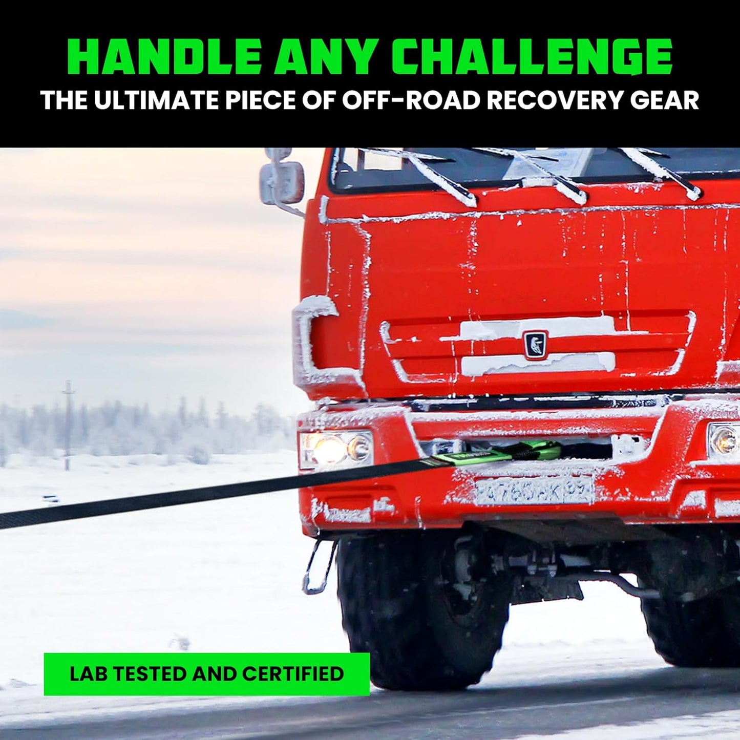 Rhino USA Recovery Tow Strap (6" x 30') - 48,000lb Break Strength - Emergency Recovery Strap Tow Rope for Big Trucks, SUV, Backhoe, Excavators & More - Heavy Duty Towing Strap for Offroad 4x4 Use