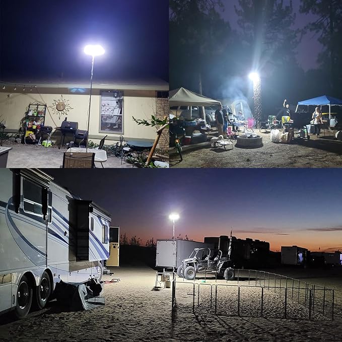 CONPEX 25000lm Led Camping Lights, CampingTelescoping Cord Led, Portable Waterproof Camp Light for Fishing/Backyard BBQ/Construction Mechanics/Jobsite(110W 12V)